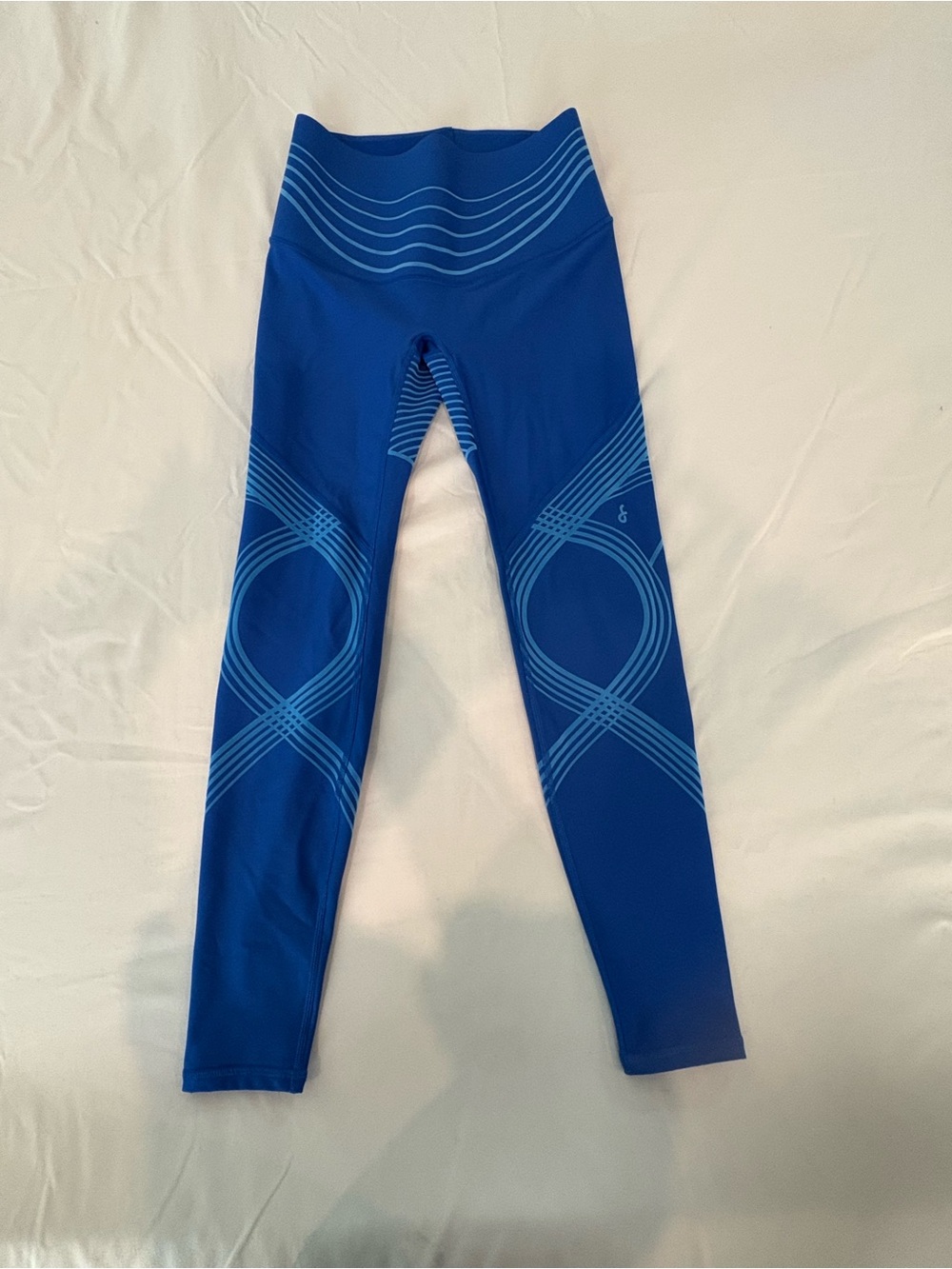 Fanka Body Sculpt Leggings Size 6 Blue Abstract Print High Rise Yoga Workout
